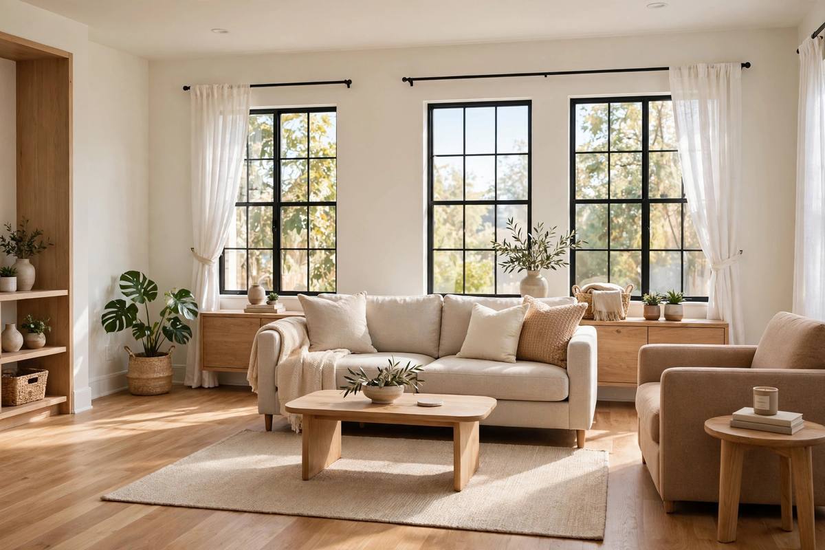 Living room after professional restoration